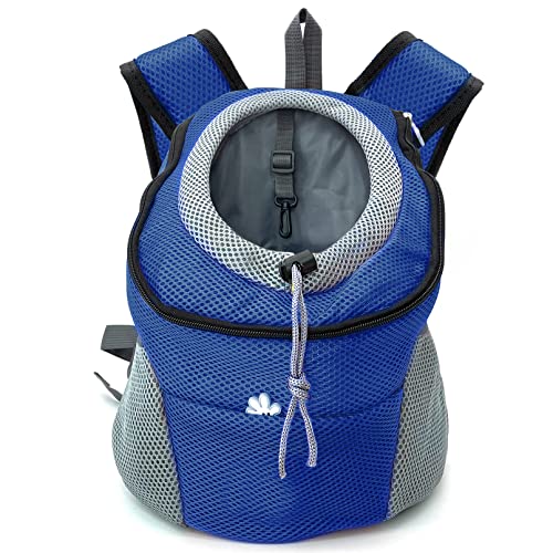 Fhiny Hunde-Tragetaschen-Rucksack, bequemer Hunde-Vorder-Rucksack, Haustier-Welpen-Tragetasche, Outdoor (Medium, Blau) von Fhiny