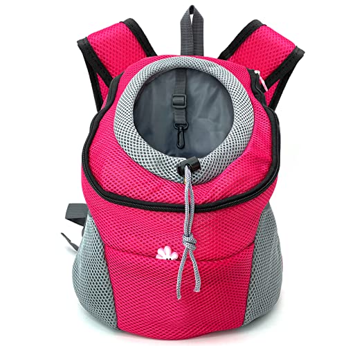 Fhiny Hunde-Tragetaschen-Rucksack, bequemer Hunde-Vorder-Rucksack, Haustier-Welpen-Tragetasche, Outdoor (Medium, Rose) von Fhiny