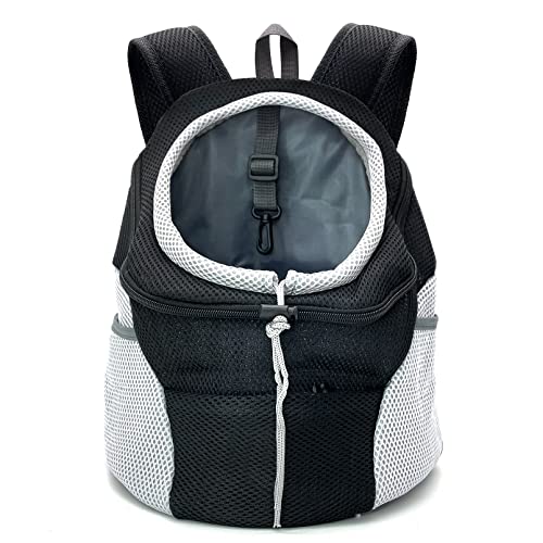 Fhiny Hunde-Tragetaschen-Rucksack, bequemer Hunde-Vorder-Rucksack, Haustier-Welpen-Tragetasche, Outdoor (groß, schwarz) von Fhiny