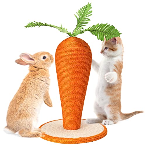 Fhiny Kaninchen-Kratzspielzeug, natürliches Sisal, interaktiver Hasenkratzer für Indoor-Kätzchen, niedliche Karotten, Kaninchen, Nagelkratzbaum für Kätzchen, Hasen, Meerschweinchen, Frettchen, Chinchilla von Fhiny