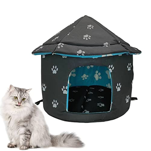 Fhiny Stray Cats Shelter, Waterproof Outdoor Cat Dog House Foldable Warm Pet Cave for Winter Jurte Wild Animal Tent Bed Anti Slip Kitten Cave Hut for Feral Kitty Puppy Wetterfest von Fhiny