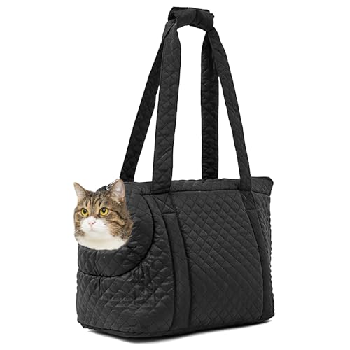 Fhiny Tragetasche für Katzen, kleine Hunde, mit Taschen, atmungsaktive Haustier-Tragetasche, weiche Seiten, faltbar, Kätzchen-Reisetasche für Katzen, Kätzchen, Welpen, Kaninchen, Einkaufen, Reisen, von Fhiny