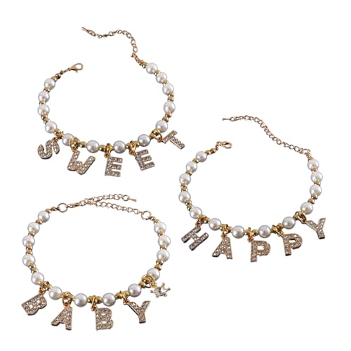 Fhkpsqkcn Katzen Perlen Halskette Katzen Halsband mit Buchstabenanhänger Haustier Halsband für Katzen Mädchen Hochzeit Halsband Katzen Weihnachten Halskette von Fhkpsqkcn