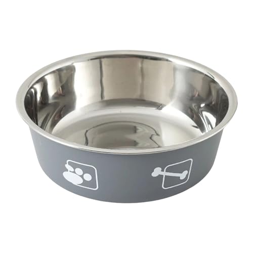 1 Stück Hundenäpfe aus Edelstahl, Hund Futternapf und Trinknapf, Rutschfesten Hund Teller Schalen, Kleine und Mittlere Futterschale für Haustiere und Wasserschale, Dog Bowl (Grey) von Fhtahun