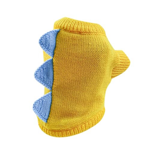 Fhtahun Haustier Kleidung für Kleine Mittlere Hunde & Katzen, Lustiges Dinosaurier Hunde Warm Pullover Cosplay Party Hundekostüm (Yellow, XS) von Fhtahun