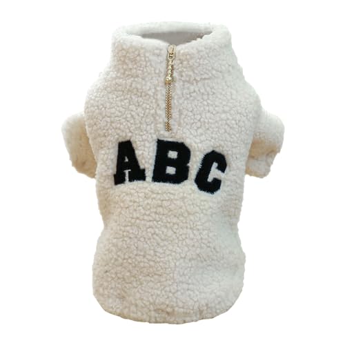 Fhtahun Haustierkleidung, ABC Hunde-Jacket, Hund Warme Pullover Mantel mit Reißverschluss Katzenbekleidung (White, S) von Fhtahun