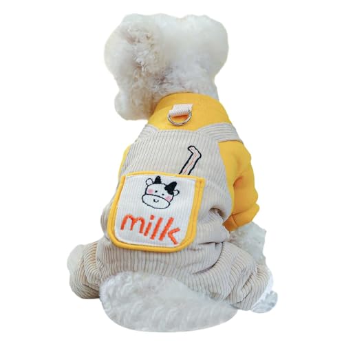 Fhtahun Hunde-Katzen-Kleidung mit wolleverdicktem Winter-dickem, warmem Milchkarton-Baumwollmantel Hundejacke Für Französische Bulldogge (Yellow, XL) von Fhtahun