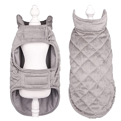 Fhtahun Hundemantel Warme Jacken, Windproof Baumwolle Haustiermantel für Kleine, Mittel Große Hundekleidung (Grey, M) von Fhtahun