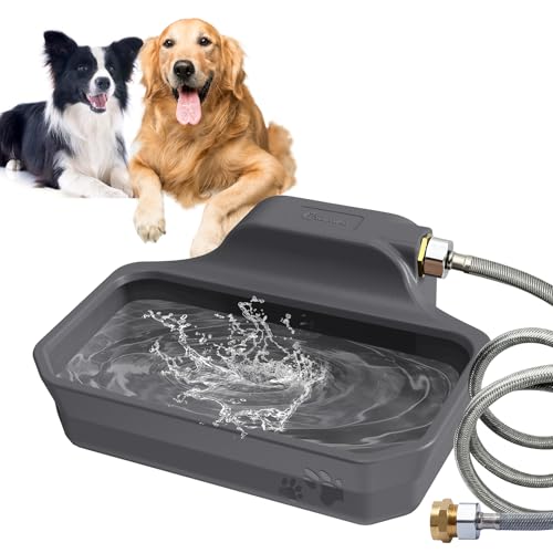 3,827.2 g Automatischer Wasserspender für Große Hunde - Outdoor Tier Wassernapf mit Wasserfüllventil, 1,5m Wasserschlauch, Kupferanschluss - Hund Wassernapf Spender Extra Große Trinkfläche von Ficuswin