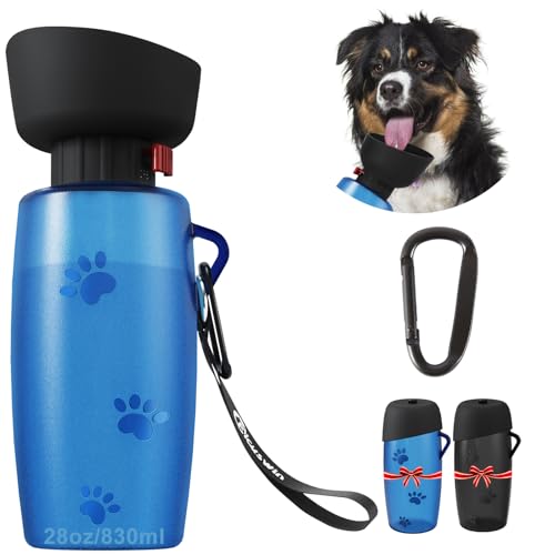 793.8 g tragbare Hundewasserflasche, Reisewasserspender für Hunde, patentierte auslaufsichere Flaschen, BPA-frei, Indigo von Ficuswin