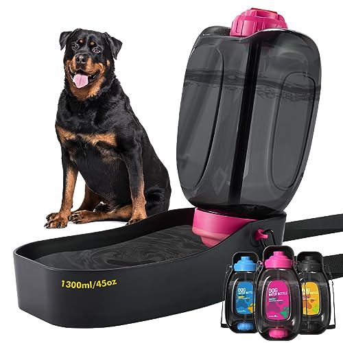 Tragbare Hunde-Wasserflasche, großer Wassernapf, auslaufsicher, Reise-Wassernäpfe für Camping, Wandern, Hundepark, Outdoor, große Hundewasserflasche, BPA-frei, 1,3 l von Ficuswin