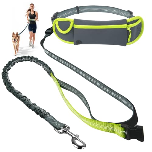 Fida 3-in-1-Hundeleine mit Reißverschluss-Tasche und Bungee, reflektierende Crossbody-Taille, Laufleine für Hunde mit Verkehrsgriff für sicheres Gehen, Joggen von Fida