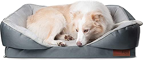 Fida Premium Hundebett Orthopädischer Memory Foam Waschbar Oxford Stoffbezug 89 x 65 cm für große Hunde, lindert Haustier Arthritis & Hüftdysplasie Schmerzen, therapeutisch & stützend von Fida