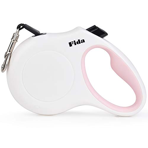 Fida Retractable Dog Leash, 16 ft Dog Walking Leash for Medium Dogs up to 44lbs, Tangle Free, White & Pink von Fida