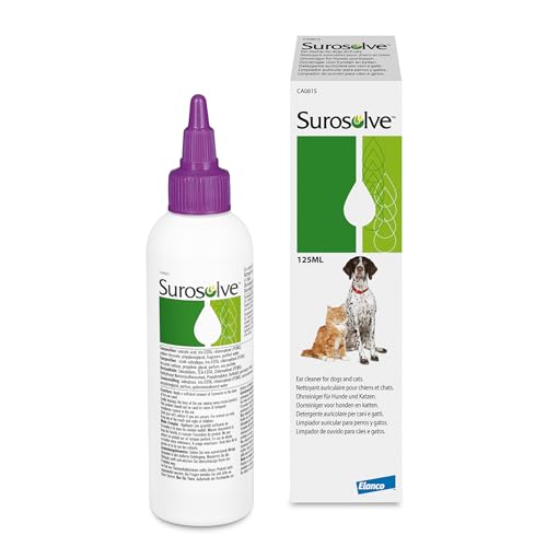 Surosolve Ohrenspülung (125 ml) – Ohrreiniger für Hunde und Katzen – entfernt Cerumen, Schmutz & überflüssiges Sekret – Katzen & Hunde Ohrreiniger für saubere und gesunde Ohren von Surosolve