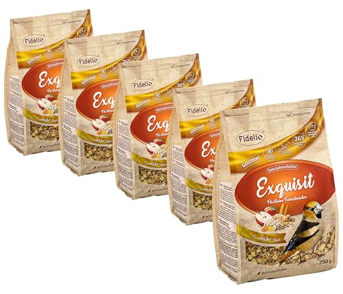 Fidelio Wildvogelfutter, Exquisit, Gourmet ganzjahresfutter proteinreich/energiereich, hochwertiges Vogelfutter für Wildvögel, 5 x 750 g (3.75 kg) von Fidelio