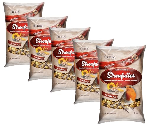 Fidelio Wildvogelfutter, Streufutter, Ganzjahresfutter proteinreich/energiereich, hochwertiges Vogelfutter für Wildvögel, 5 x 1 kg (5 kg) von Fidelio