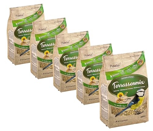 Fidelio Wildvogelfutter, Terassenmix, Ganzjahresfutter proteinreich/energiereich, hochwertiges Vogelfutter für Wildvögel, 5 x 900 g (4.5 kg) von Fidelio