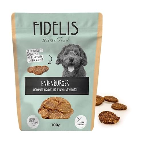 Fidelis - Entenburger Häppchen für Hunde 100gr - Luftgetrocknete Hunde Leckerlis aus 100% natürlichen Rohstoffen - Hunde Leckerli als Snack für zwischendurch von Fidelis