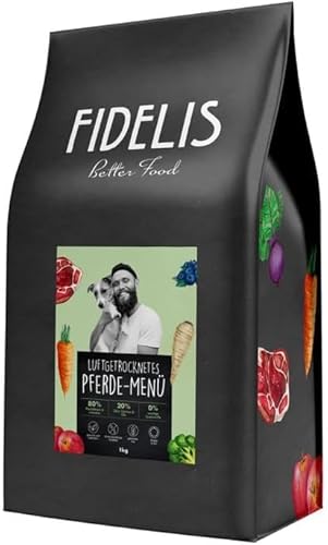 Fidelis - Getrocknetes Pferd-Menü für Hunde 5kg - Premium Hundefutter trocken mit 80% Fleischanteil, Gemüse & Obst - Proteinhaltiges Trockenfutter Hund luftgetrocknet - Zucker- & Getreidefrei von Fidelis