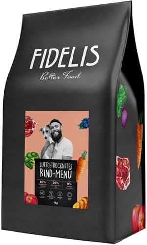 Fidelis - Getrocknetes Rind-Menü für Hunde 2,5kg - Premium Hundefutter trocken mit 80% Fleischanteil, Gemüse & Obst - Proteinhaltiges Trockenfutter Hund luftgetrocknet - Zucker- & Getreidefrei von Fidelis