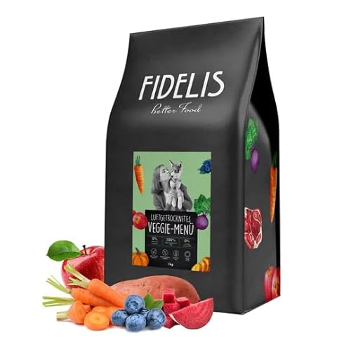 Fidelis - Getrocknetes Veggie-Menü für Hunde 1kg - Premium vegetarisches Hundefutter trocken mit 100% Gemüse, Obst & Leinöl - Proteinhaltiges Trockenfutter Hund luftgetrocknet - Zucker- & Getreidefrei von Fidelis