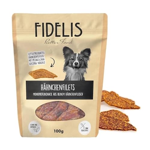 Fidelis - Hähnchenfilet Streifen für Hunde 100gr - Luftgetrocknete Hunde Leckerlis aus 100% nat. Rohstoffen - Hunde Leckerli als Snack für zwischendurch von Fidelis