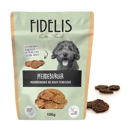 Fidelis - Pferdeburger Häppchen für Hunde 100gr - Luftgetrocknete Hunde Leckerlis aus 100% natürlichen Rohstoffen - Hunde Leckerli als Snack für zwischendurch von Fidelis