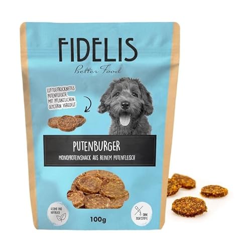 Fidelis - Putenburger Häppchen für Hunde 100gr - Luftgetrocknete Hunde Leckerlis aus 100% natürlichen Rohstoffen - Hunde Leckerli als Snack für zwischendurch von Fidelis