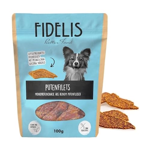 Fidelis - Putenfilet Streifen für Hunde 100gr - Luftgetrocknete Hunde Leckerlis aus 100% natürlichen Rohstoffen - Hunde Leckerli als Snack für zwischendurch von Fidelis