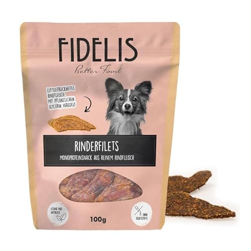 Fidelis - Rinderfilet Streifen für Hunde 100gr - Luftgetrocknete Hunde Leckerlis aus 100% natürlichen Rohstoffen - Hunde Leckerli als Snack für zwischendurch von Fidelis