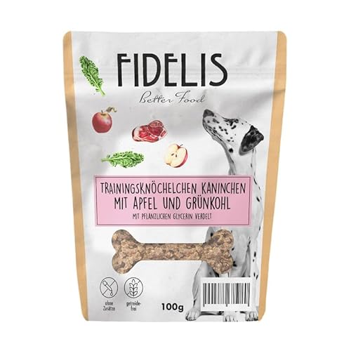 Fidelis – Trainingsknöchelchen Kaninchen mit Apfel und Grünkohl (100g Tütchen) von Fidelis