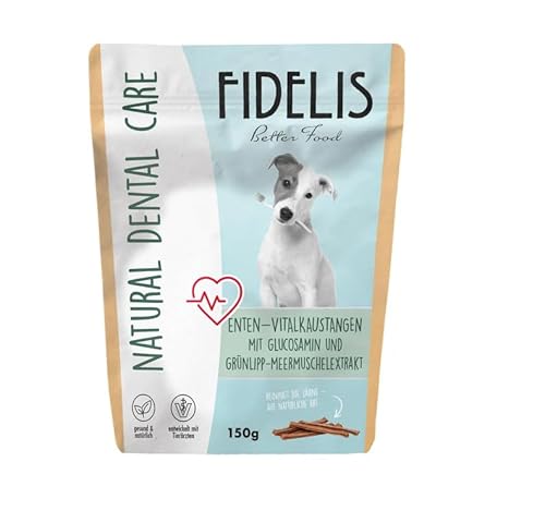 Fidelis - Vitalkaustange Ente mit Glucosamin – funktionale Zahnpflege Snacks für Hunde 150gr – Luftgetrocknet aus 100% natürlichen Rohstoffen - Hunde Leckerli als Snack zur Zahnhygiene von Fidelis