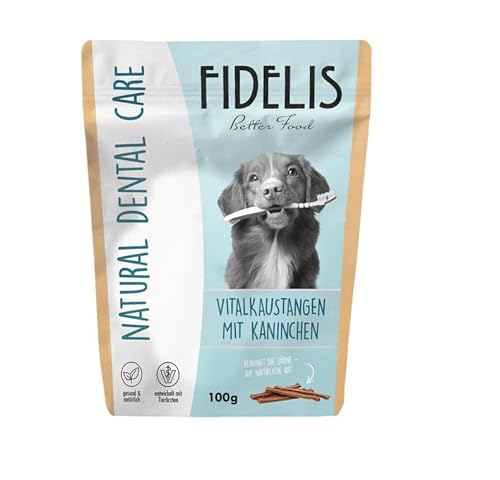 Fidelis - Vitalkaustange Kaninchen - Zahnpflege Snacks für Hunde 150gr - Luftgetrocknete Hunde Leckerlis aus 100% natürlichen Rohstoffen - Hunde Leckerli als Snack zur Zahnhygiene von Fidelis