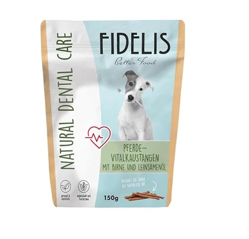 Fidelis - Vitalkaustange Pferd mit Birne und Leinsamenöl – funktionale Zahnpflege Snacks für Hunde 150gr – Luftgetrocknet aus 100% natürlichen Rohstoffen - Hunde Leckerli als Snack zur Zahnhygiene von Fidelis