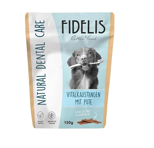 Fidelis - Vitalkaustange Pute - Zahnpflege Snacks für Hunde 150gr - Luftgetrocknete Hunde Leckerlis aus 100% natürlichen Rohstoffen - Hunde Leckerli als Snack zur Zahnhygiene von Fidelis