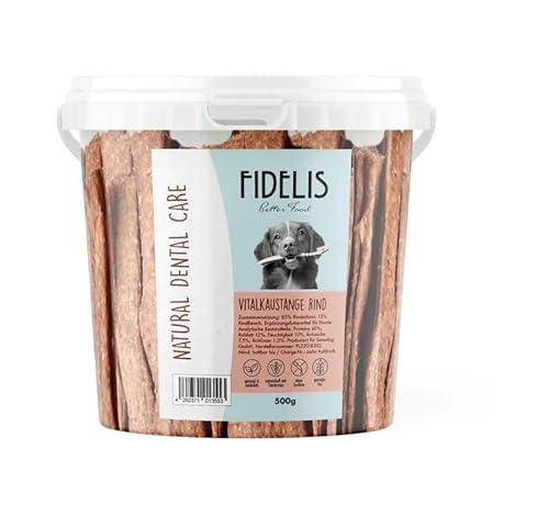 Fidelis - Vitalkaustange Rind - Zahnpflege Snacks für Hunde 500g-Eimer - Luftgetrocknete Hunde Leckerlis aus 100% natürlichen Rohstoffen - Hunde Leckerli als Snack zur Zahnhygiene von Fidelis