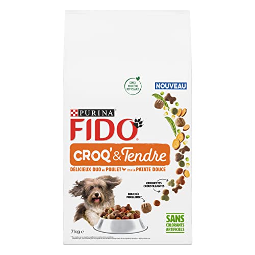 FIDO CROQ' & Zarte für ausgewachsene Hunde | Trockenfutter mit Huhn und Süßkartoffel | 7 kg Beutel von Fido