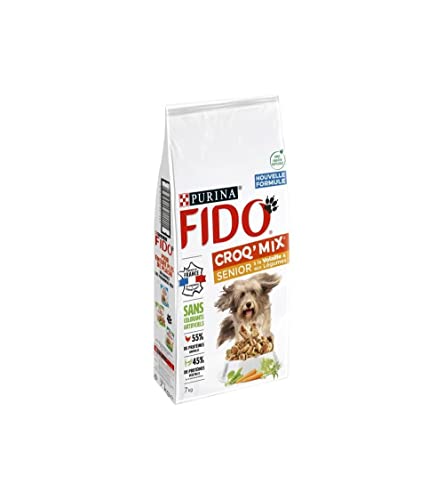 FIDO Croq' Mix Senior | Geflügel und Gemüse | Trockenfutter für Erwachsene Hunde ab 7 Jahren | Beutel mit 7 kg von Fido