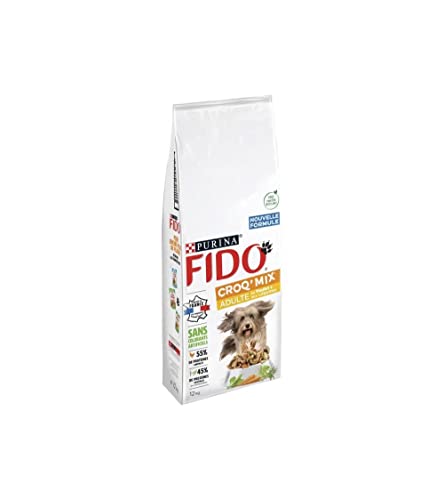 FIDO Croq' Mix | Trockenfutter für ausgewachsene Hunde Huhn Gemüse | Beutel mit 12 kg von Fido