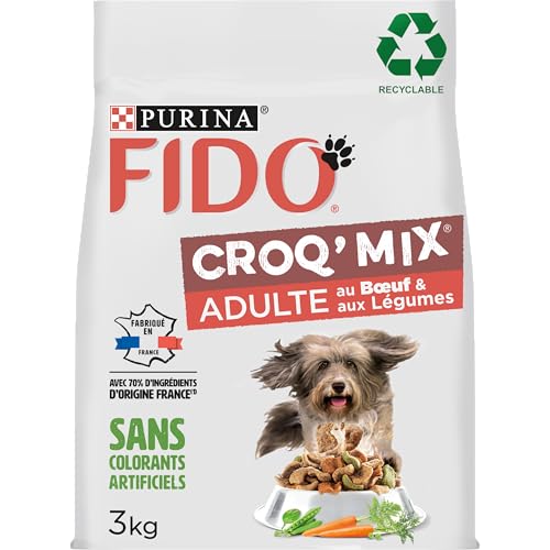 FIDO Croq' Mix Erwachsene | Rindfleisch und Gemüse | Trockenfutter für Erwachsene Hunde | Beutel x 3 kg von Fido