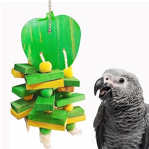 FidosFav Papageien-Kauspielzeug für Obst, Vogelschnabel, Holzblock, Schaukelspielzeug für Sittiche, Wellensittiche, Nymphensittiche, Kakadus, Kontur, Finken, Lovebird von FidosFav