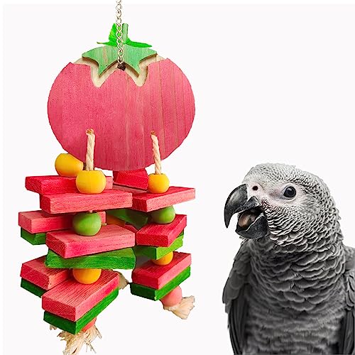 FidosFav Vogel Papagei Kauspielzeug Vogel Schnabel Schleifen Holz Block Bunte Obst Schaukel Spielzeug für Sittich Wellensittich Nymphensittich Kakadu Sittich Finken Lovebird African Grey von FidosFav