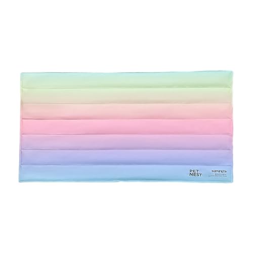 Fierudeng Kühlkissen für Haustiere, Gel-Kühlkissen für Hundekäfig, Regenbogen-Farbverlauf, Schlafmatratze für Kiste, Zwinger, Bett, Sofa, 50 x 80 cm von Fierudeng