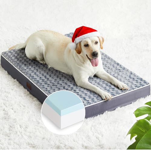 Orthopädisches Hundebett aus Memory-Schaumstoff für große Hunde, wasserdichtes Hundebett, waschbare Haustiermatte mit abnehmbarem Bezug und rutschfester Unterseite (XXXL (127 x 91,4 x 8,9 cm), Grau) von Figopage