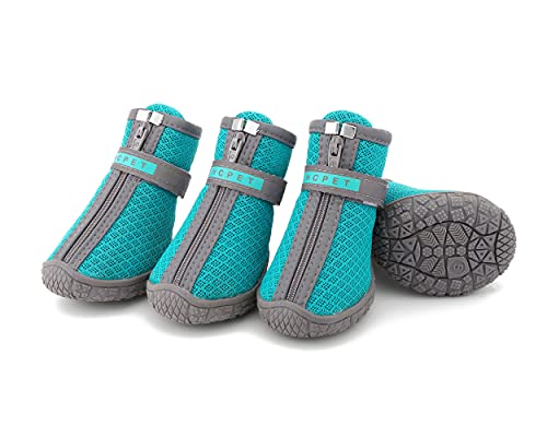 Filhome 4Pcs Hundestiefel, Hundeschuhe Sommerstiefel, Hitzeschutzgitter Atmungsaktiv, mit Reflektierender, Anti-Rutsch-Sohle für Kleine Mittlere Hunde von Filhome