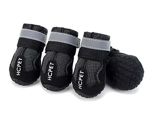 Filhome 4Pcs Hundestiefel, wasserdichte Hundeschuhe, mit Reflektierender Robuster Anti-Rutsch-Sohle und Rutschfester für Kleine Mittlere Große Hunde von Filhome