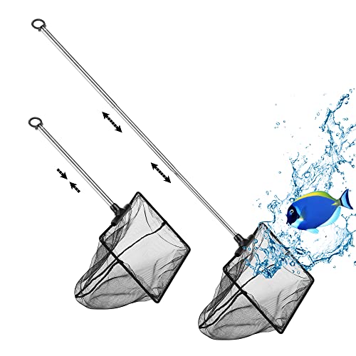 Filhome Fischnetz für Aquarien, mit ausziehbarem langem Griff aus Edelstahl, feinmaschiges Netz für Aquarien von Filhome