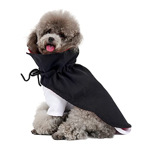 Filhome Halloween Umhang Hundekleidung Vampir Umhang Haustier Kostüm Kostüme Nacht Party für Katzen und Kleine Hunde (L: Brustumfang 45 cm) von Filhome