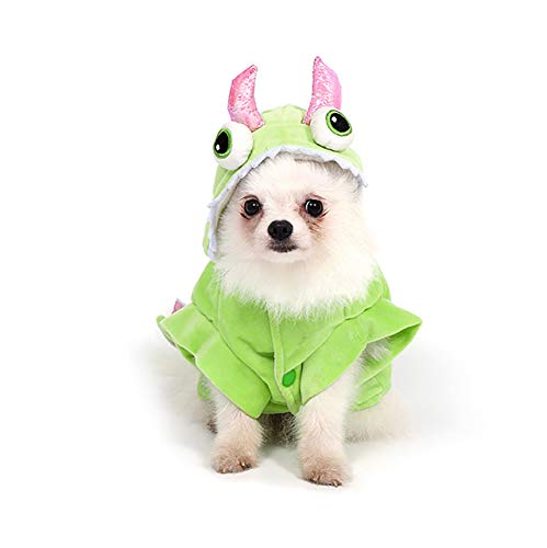 Filhome Haustier Dinosaurier Kostüm Lustige Cosplay Party Dress Up Hund Jacke Mantel Warm Winter Hoodie für Kleine Mittelgroße und Große Hunde M von Filhome